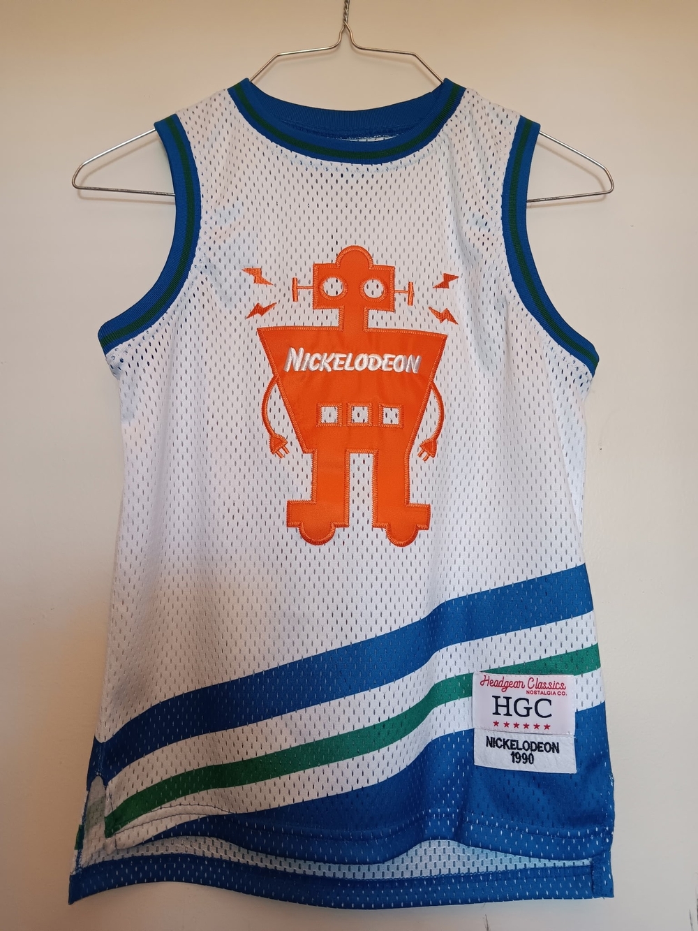 Nickelodeon Kids' White Mesh Jersey with Orange Robot Graphic